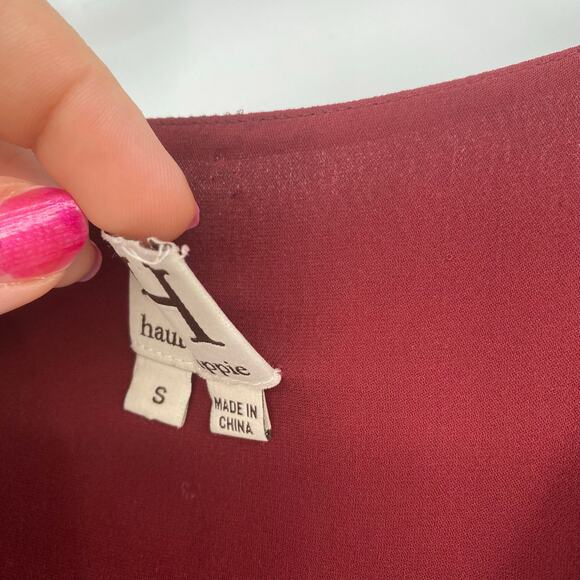 Haute Hippie Women's Silk Burgundy Red Draped Front Blouse Size Small - Picture 8 of 12